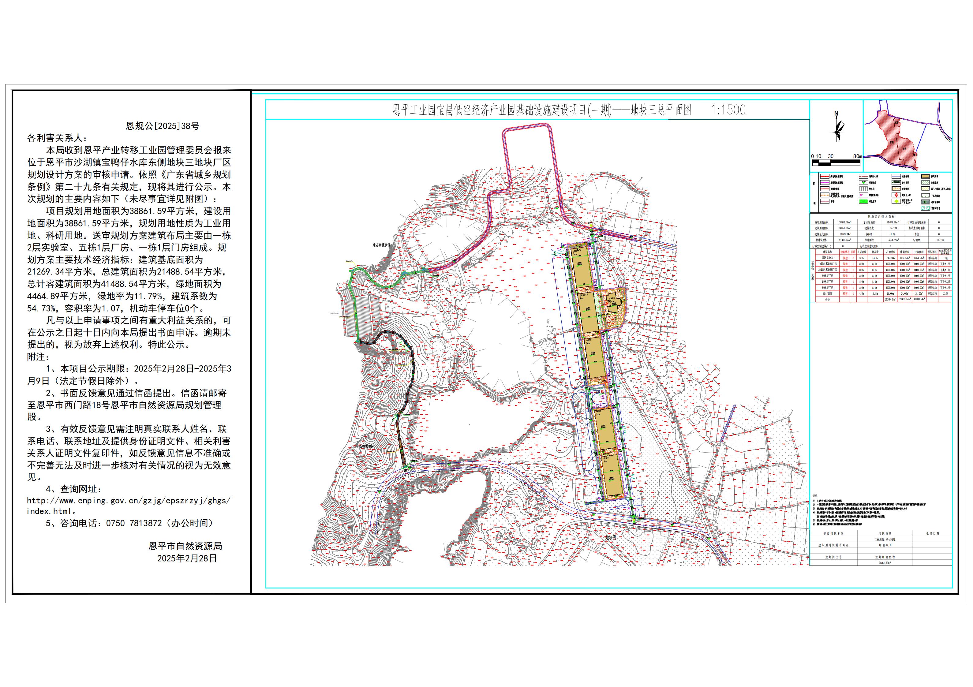 恩规公[2025]38号 规划公示书 关于全球最大的博彩平台沙湖镇宝鸭仔水库东侧地块三（全球最大的博彩平台产业转移工业园管理委员会）的规划公示书.jpg