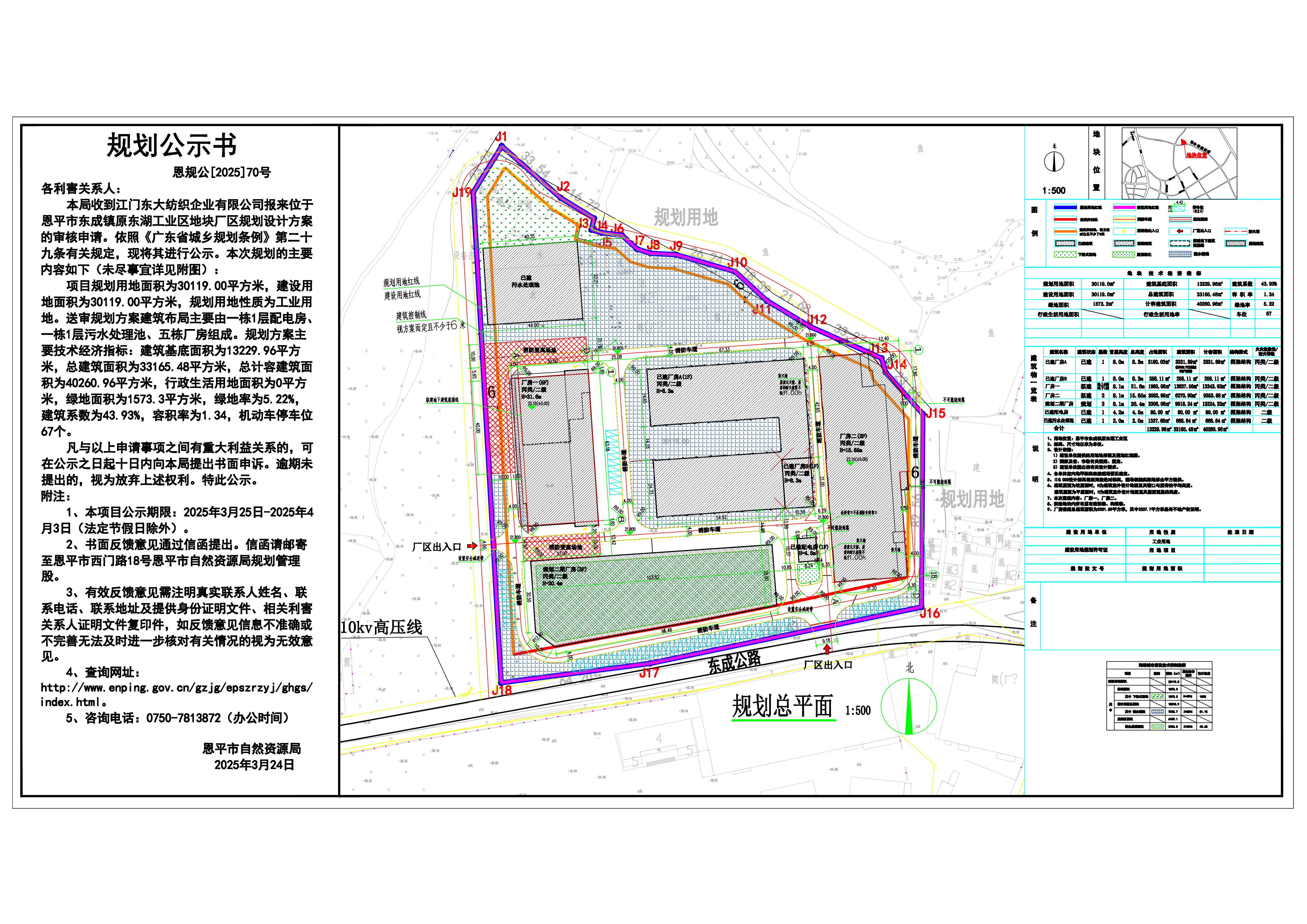 恩规公[2025]70号 规划公示书 关于全球最大的博彩平台东成镇原东湖工业区（江门东大纺织企业有限公司）的公示.jpg