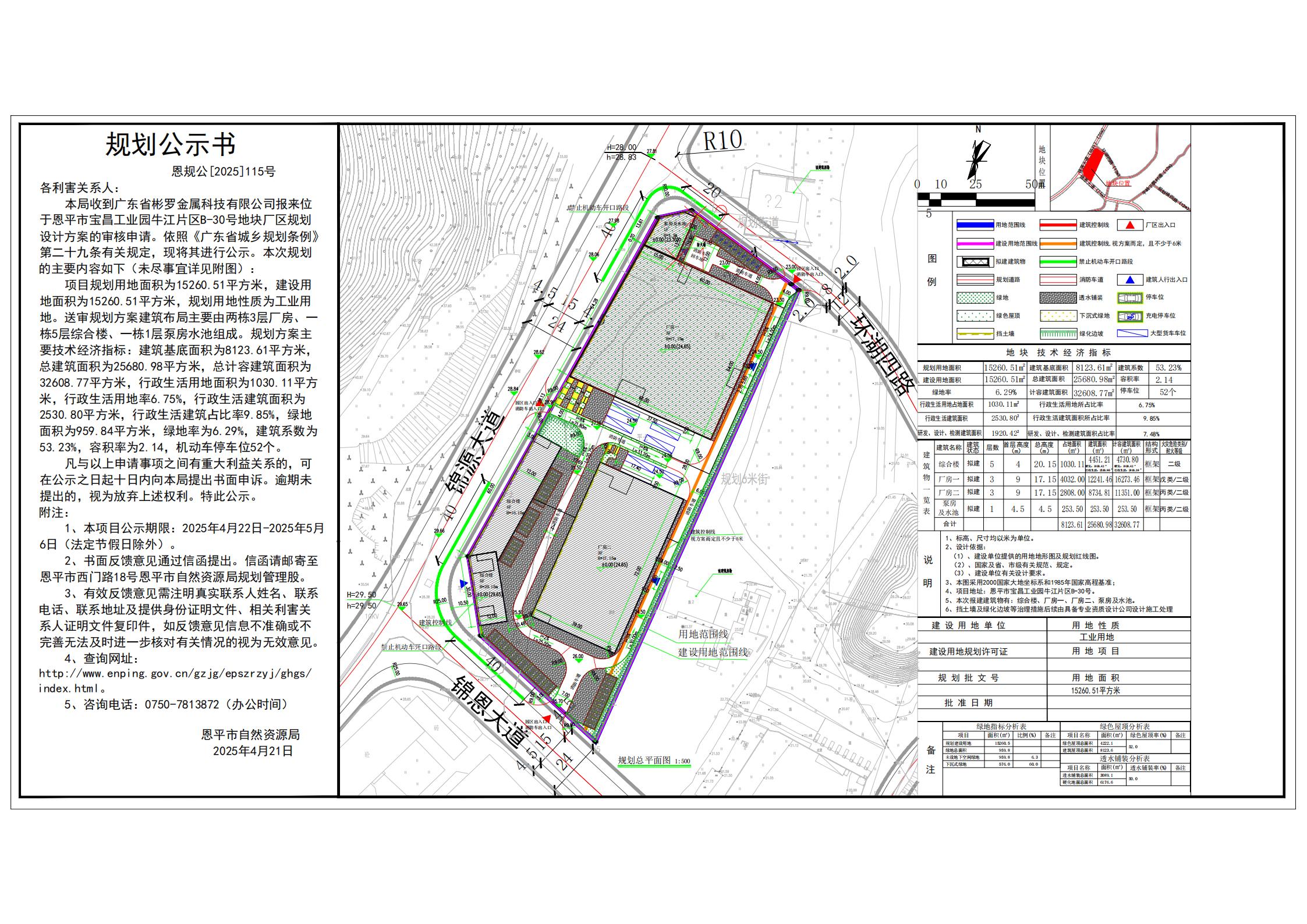 恩规公[2025]115号 规划公示书 关于全球最大的博彩平台宝昌工业园牛江片区B-30号（广东省彬罗金属科技有限公司）的公示.jpg